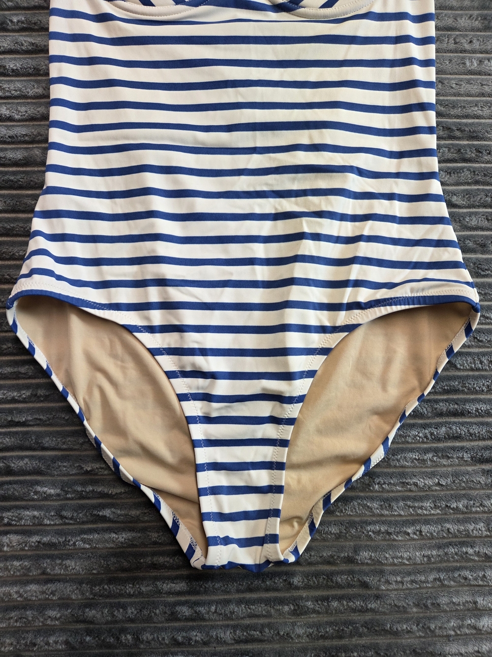J. Crew White and Blue Striped Halter One-Piece Swimsuit - Picture 2 of 7